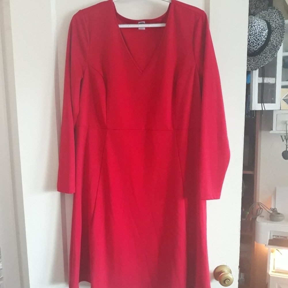 Red fitted swing dress